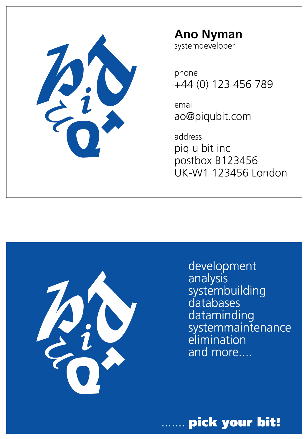 piq u bit, businesscard